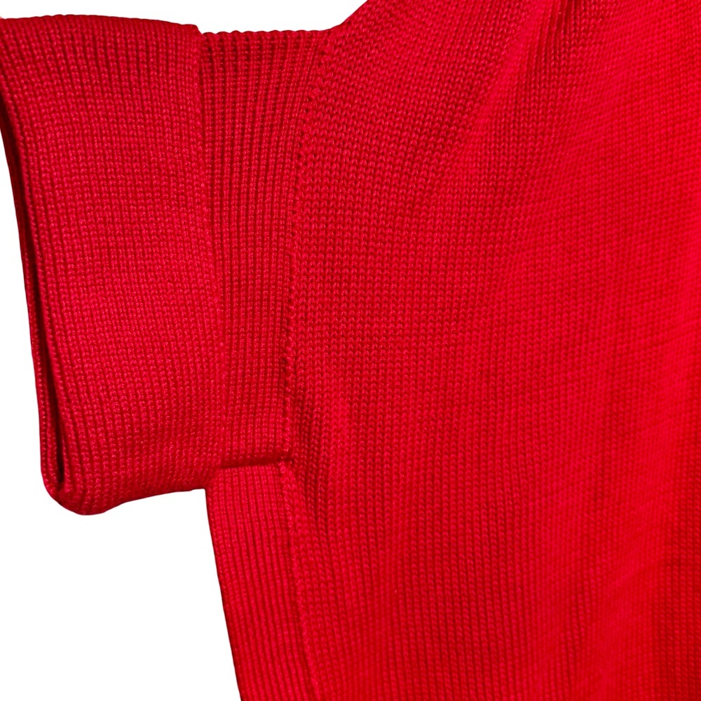 Talbots Zip Front Mock Neck Drop Shoulder Dolmain Sleeve Red Cotton Poncho L/XL - Picture 4 of 11